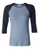 BELLA + CANVAS - Women’s 1X1 Baby Rib Raglan Three-Quarter Sleeve Tee - 2000