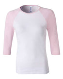 BELLA + CANVAS - Women’s 1X1 Baby Rib Raglan Three-Quarter Sleeve Tee - 2000