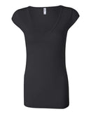 BELLA + CANVAS - Women's Cap Sleeve Sheer Mini Rib V-neck Tee - 8705