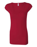 BELLA + CANVAS - Women's Cap Sleeve Sheer Mini Rib V-neck Tee - 8705