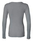 BELLA + CANVAS - Women's Long Sleeve Sheer Mini Rib V-Neck Tee - 8750