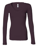 BELLA + CANVAS - Women's Long Sleeve Sheer Mini Rib V-Neck Tee - 8750