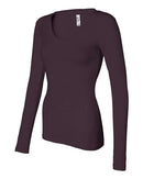BELLA + CANVAS - Women's Long Sleeve Sheer Mini Rib V-Neck Tee - 8750