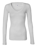 BELLA + CANVAS - Women's Long Sleeve Sheer Mini Rib V-Neck Tee - 8750