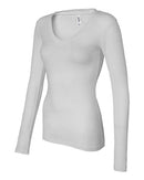 BELLA + CANVAS - Women's Long Sleeve Sheer Mini Rib V-Neck Tee - 8750