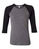 BELLA + CANVAS - Women’s 1X1 Baby Rib Raglan Three-Quarter Sleeve Tee - 2000