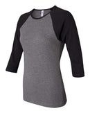 BELLA + CANVAS - Women’s 1X1 Baby Rib Raglan Three-Quarter Sleeve Tee - 2000