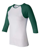 BELLA + CANVAS - Women’s 1X1 Baby Rib Raglan Three-Quarter Sleeve Tee - 2000