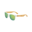 CapeShades Bamboo Sunglasses White Frame Black Green Lens UV Style