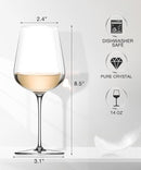 Set of 4 Wine Glasses , 14oz Crystal Hand Blown, Long Stem, Gift