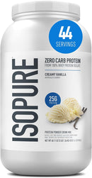 Isopure Zero Carb 100% Pure Whey Isolate Protein Powder, Gluten Free, with Vitamins, Creamy Vanilla, 25g Protein Per Serving, 3 Lbs, 44 Servings