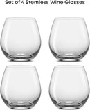Set of 4 Wine Glasses Stemless for Red or White Wine (Set of 4)-15-Ounces