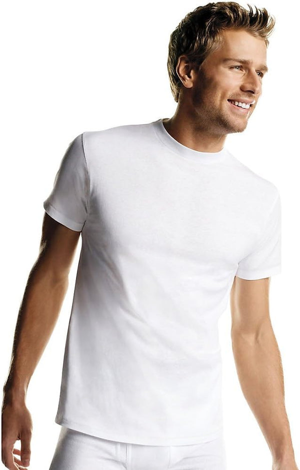 Hanes Men's 6Pack Crew Neck Tagless White Undershirts Crewneck T-Shirts