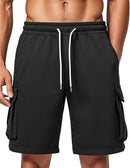 Men's Cargo Sweat Shorts Casual Workout Athletic Jogger Gym SweatShorts Soft Fabric, Breathable, Relaxed Fit, Drawstring Elastic Waist, Cargo Pockets, Casual Summer Short Pants with 5 Pockets