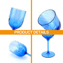 Set of 6 Unbreakable 15oz Acrylic Wine Tumblers Plastic Goblets for Indoor & Outdoor Use,BPA-Free,Shatterproof (Blue)