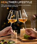 Set of 4 Wine Glasses , 14oz Crystal Hand Blown, Long Stem, Gift