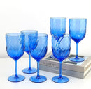 Set of 6 Unbreakable 15oz Acrylic Wine Tumblers Plastic Goblets for Indoor & Outdoor Use,BPA-Free,Shatterproof (Blue)