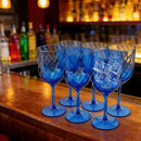 Set of 6 Unbreakable 15oz Acrylic Wine Tumblers Plastic Goblets for Indoor & Outdoor Use,BPA-Free,Shatterproof (Blue)