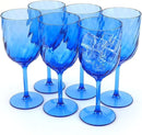 Set of 6 Unbreakable 15oz Acrylic Wine Tumblers Plastic Goblets for Indoor & Outdoor Use,BPA-Free,Shatterproof (Blue)