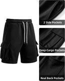 Men's Cargo Sweat Shorts Casual Workout Athletic Jogger Gym SweatShorts Soft Fabric, Breathable, Relaxed Fit, Drawstring Elastic Waist, Cargo Pockets, Casual Summer Short Pants with 5 Pockets
