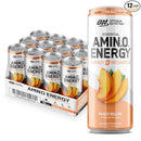Optimum Nutrition Amino Energy Sparkling Hydration Drink, Electrolytes, Caffeine, Amino Acids, BCAAs, Sugar Free, Juicy Cherry, 12 Fl Oz, 12 Pack