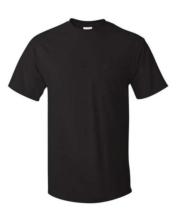 Hanes Men's Flat Collar Breathable Cotton Undershirt - 6-Pack, Black Pocket T-Shirts