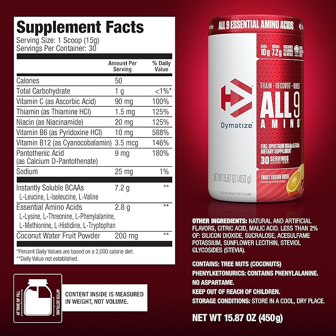 Dymatize All 9 Amino Acid Supplement Fruit Fusion Rush Protein – Brick ...