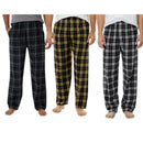 EG PRO Men Pajamas Flannel Plaid Pants with Pockets Sleepwear 3-Pack