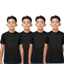 ER PRO Youth Boy T Shirts Short Sleeve Plain Cotton Undershirts 4-Pack