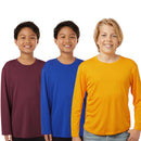ER PRO Youth Boy T Shirts Long Sleeve Cotton Pro-Lock Performance - 3 Pack