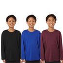 ER PRO Youth Boy T Shirts Long Sleeve Cotton Pro-Lock Performance - 3 Pack