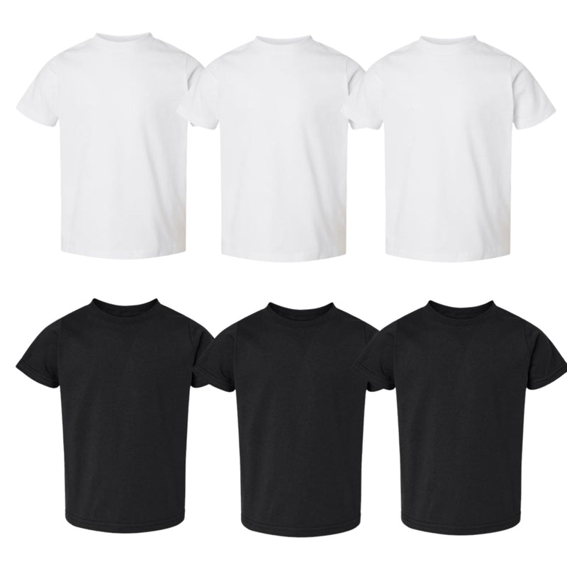 EG PRO Toddler Kids Fine Jersey Tee - 6 Pack Shirts for Child 2T - 6T