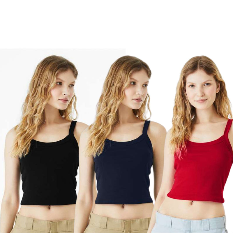 EG PRO Women Micro Rib Tank Spaghetti Strap Tank Top Women - 3 Pack
