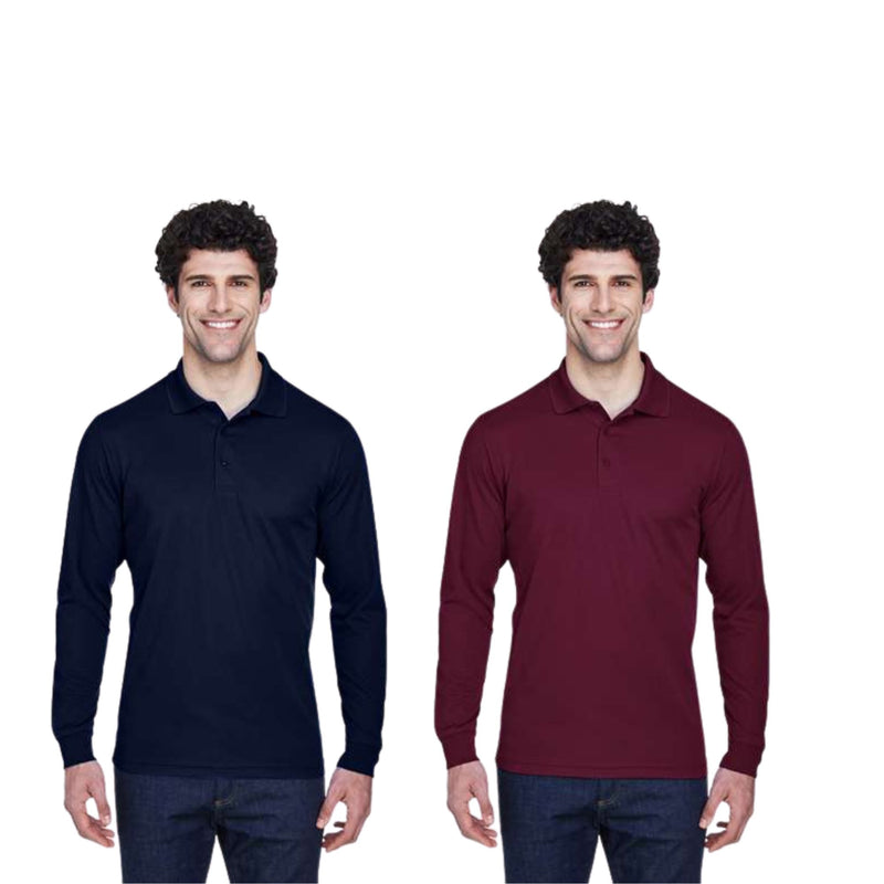 EG PRO Men Polo Pique Shirt Long Sleeve Pinnacle Performance - 2 Pack