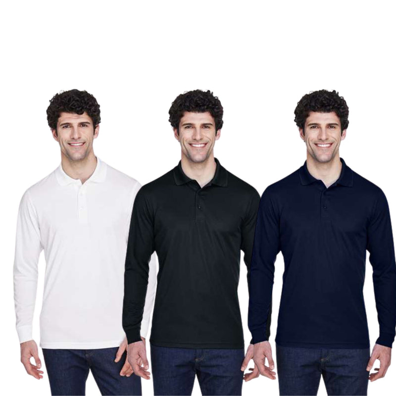 EG PRO Mens Polo Shirts Pique Long Sleeve Pinnacle Performance - 3 Pack