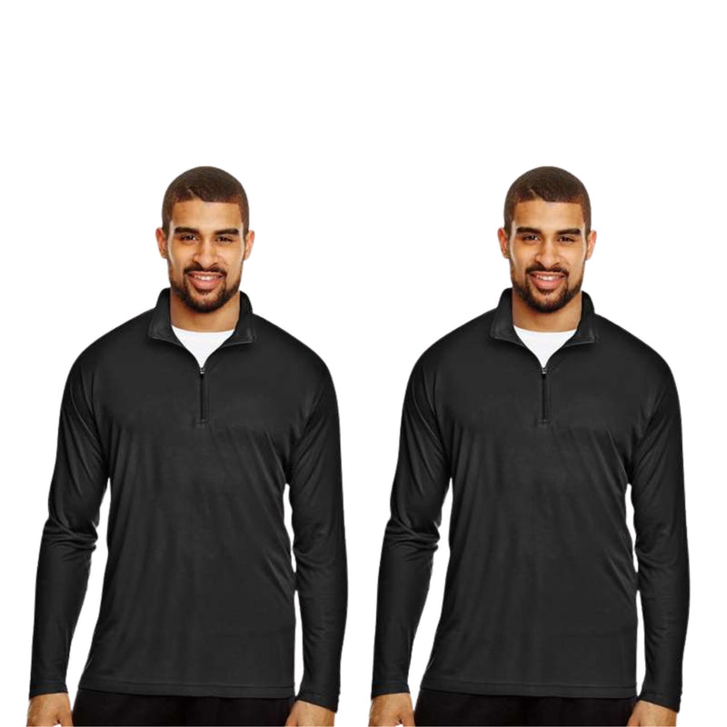 EG PRO 2 Pack Men Pullover Quarter Zip Performance Long Sleeve Shirt