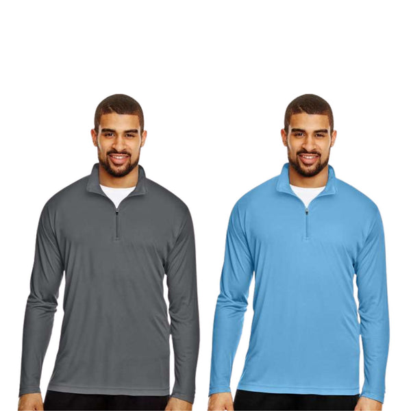 EG PRO 2 Pack Men Pullover Quarter Zip Performance Long Sleeve Shirt