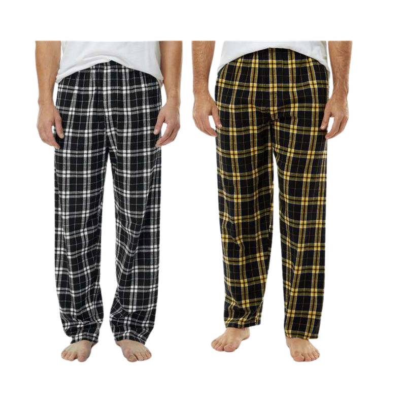 EG PRO 2-Pack Men’s Flannel Pajama Pants – Soft Warm Plaid Lounge Sleepwear with Drawstring Waist & Pockets