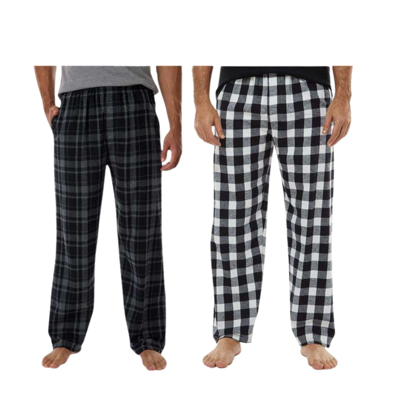 EG PRO 2-Pack Men’s Flannel Pajama Pants – Soft Warm Plaid Lounge Sleepwear with Drawstring Waist & Pockets