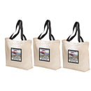 ER PRO Tote Bag Colored Handle Cotton Canvas 3-Pack
