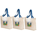 ER PRO Tote Bag Colored Handle Cotton Canvas 3-Pack
