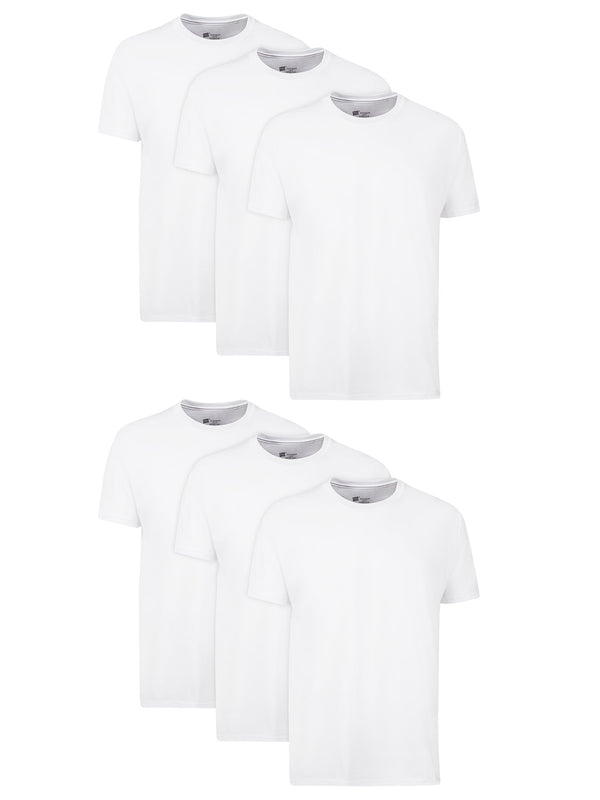 Hanes Men's White Crew T-Shirt Undershirts - 6-Pack, ComfortSoft Cotton with Odor Control