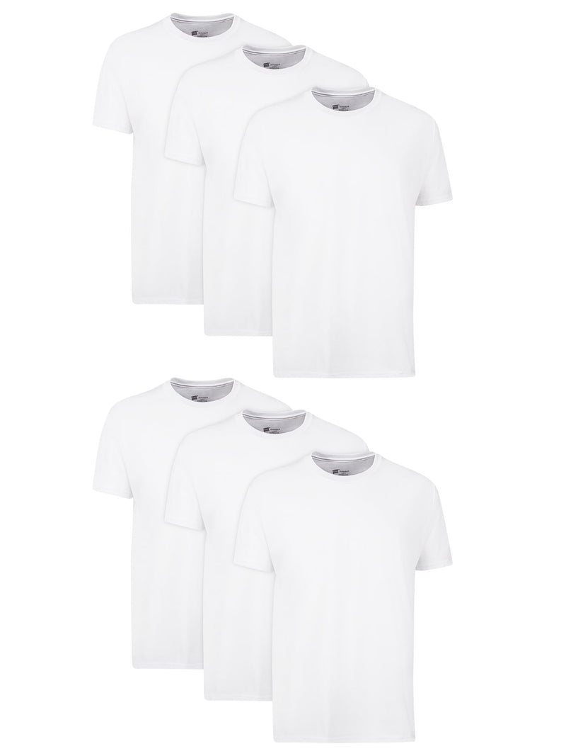 Hanes Men's White Crew T-Shirt Undershirts - 6-Pack, ComfortSoft Cotton with Odor Control