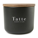 Be Home Brampton Stoneware Canister 8 Oz Acacia Wood Lid Kitchen Jar