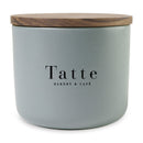 Be Home Brampton Stoneware Canister 8 Oz Acacia Wood Lid Kitchen Jar