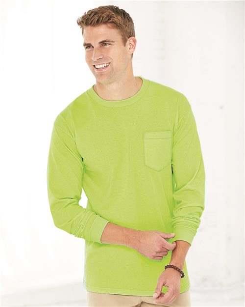 Bayside - Union-Made Long Sleeve T-Shirt with a Pocket - 3055