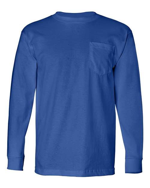 Bayside - USA-Made Long Sleeve T-Shirt with a Pocket - 8100 (More Color)