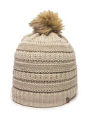 Outdoor Cap - Cable Knit Faux Fur Pom - OC805