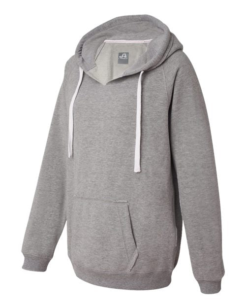 J. America - Women's Sueded V-Neck Hooded Sweatshirt - 8836