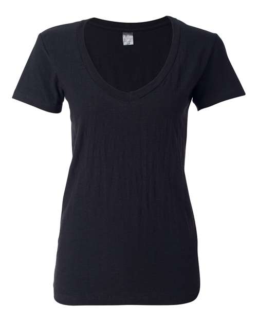 J. America - Women's V-Neck Slub T-Shirt - 8169